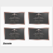 Anthracite Product Label Rose Gold Frame Monogram 長方形シール (シート)
