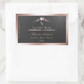 Anthracite Product Label Rose Gold Frame Monogram 長方形シール (バッグ)