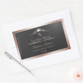 Anthracite Product Label Rose Gold Frame Monogram 長方形シール (封筒)