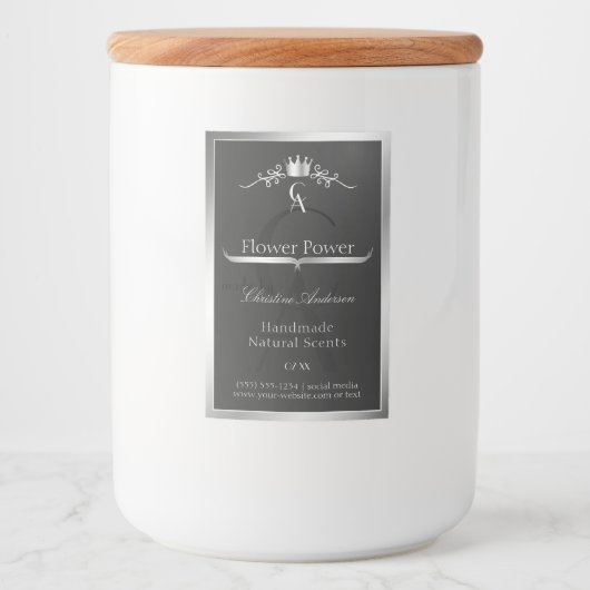 Anthracite Product Label Silver Frame and Monogram フードラベル (正面)