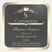 Anthracite with Gold Border Monogram Product Label スクエアシール (正面)