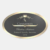 Anthracite with Gold Border Monogram Product Label 楕円形シール (正面)