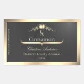 Anthracite with Gold Border Monogram Product Label 長方形シール (正面)