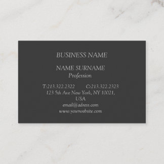 Anthrazit Visitenkarte mit grauer Schrift 名刺