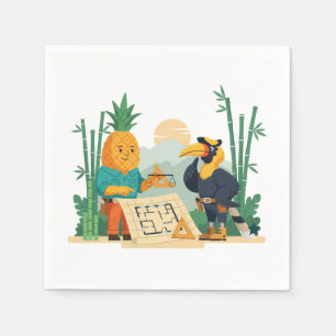 Anthro おもしろい PineappleとHornbillの計画と構築 スタンダードカクテルナプキン