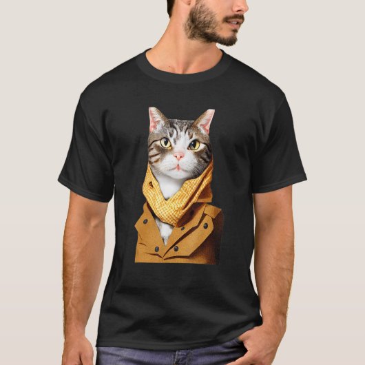 Anthropomorphic Cat Dress Up Suite Look Like A Hum Tシャツ (正面)