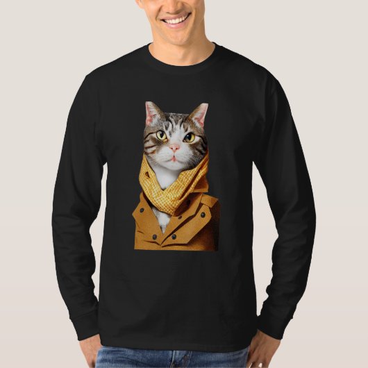 Anthropomorphic Cat Dress Up Suite Look Like A Hum Tシャツ (正面)