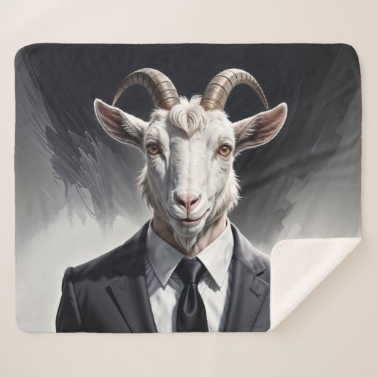 Anthropomorphic goat businessman headshot シェルパブランケット (正面(横))