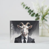 Anthropomorphic goat businessman headshot ポストカード (スタンド正面)