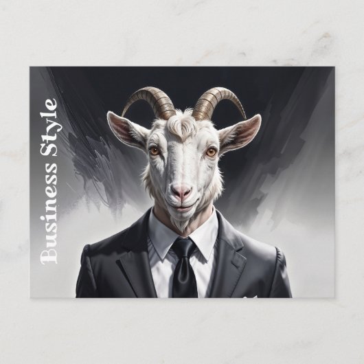 Anthropomorphic goat businessman headshot ポストカード (正面)