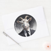 Anthropomorphic goat businessman headshot ラウンドシール (封筒)