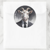 Anthropomorphic goat businessman headshot ラウンドシール (バッグ)
