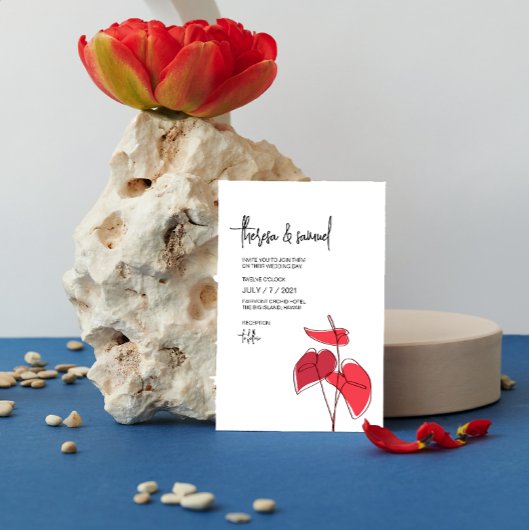 Anthurium ・フローララインスケッチカジュアル・ モダン 招待状