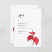 Anthurium ・フローララインスケッチ・モダン RSVPカード (正面/裏面)
