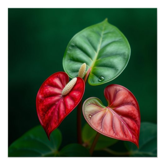 anthurium flower wall art ポスター (正面)