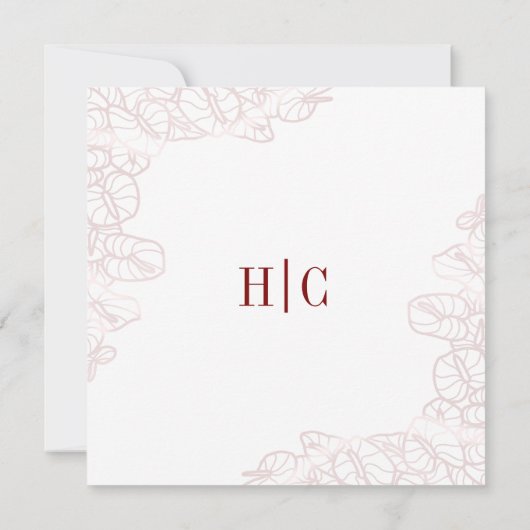 Anthurium Romantic Modern Wedding Invitation 招待状 (裏面)