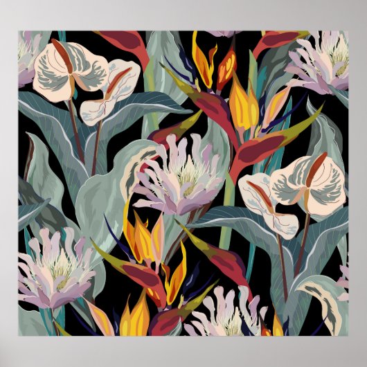 Anthurium Strelitzia:熱帯ヴィンテージの輝き。 ポスター (正面)