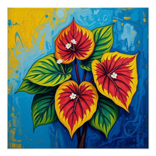 anthurium van gogh style ポスター (正面)