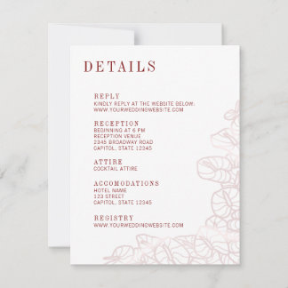 Anthurium Wedding Details & Reply Enclosure Card 出欠カード
