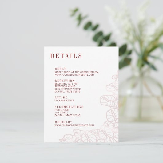 Anthurium Wedding Details & Reply Enclosure Card 出欠カード (スタンド正面)