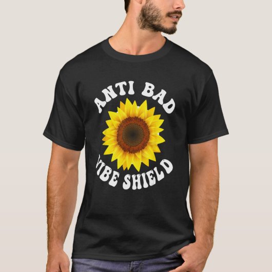 Anti Bad Vibe Shield  Hippie Groovy Peace Kindness Tシャツ (正面)
