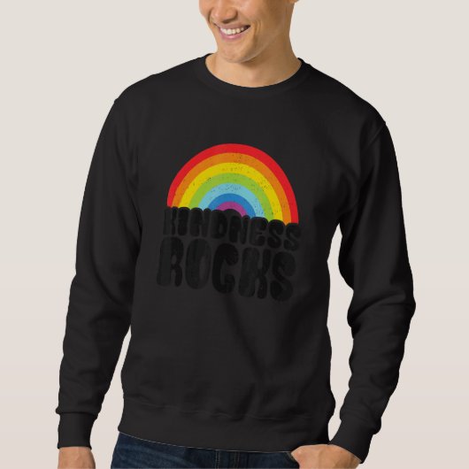 Anti Bullying Hippie Retro Teacher Rainbow Kindnes スウェットシャツ (正面)