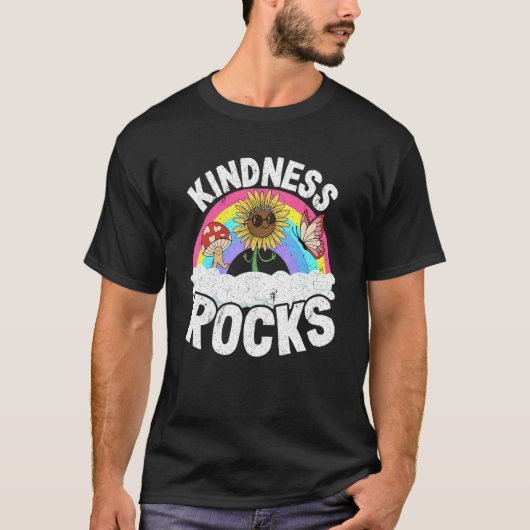 Anti Bullying Hippie Retro Teacher Rainbow Kindnes Tシャツ (正面)