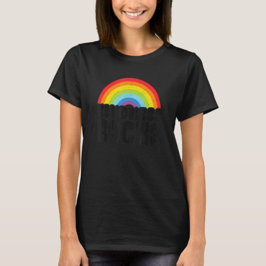 Anti Bullying Hippie Retro Teacher Rainbow Kindnes Tシャツ (正面)