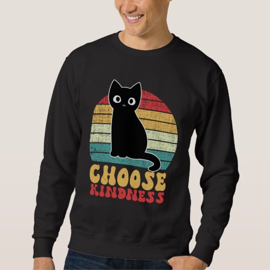 Anti Bullying Rainbow Peace Kind Hippie Cat Choose スウェットシャツ (正面)