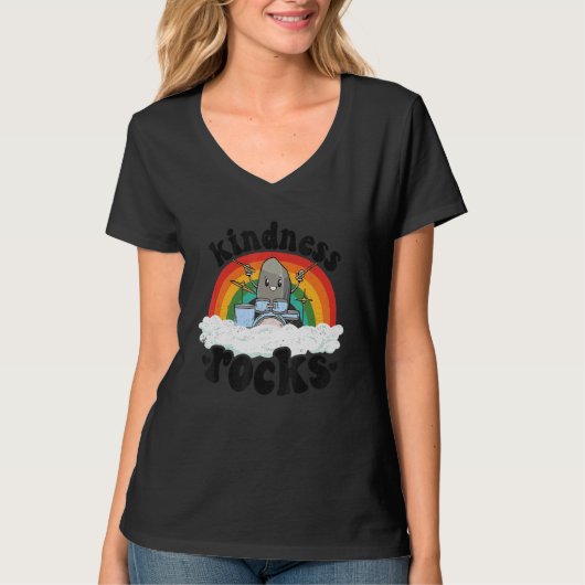 Anti Bullying Rainbow Retro Music Teacher Kindness Tシャツ (正面)