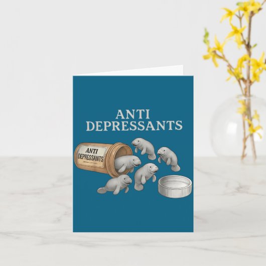 Anti Depressants Manatees  カード (黄色い花)