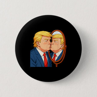 Anti-donald Trump Kissing Mirror - Narcissism Sati 缶バッジ