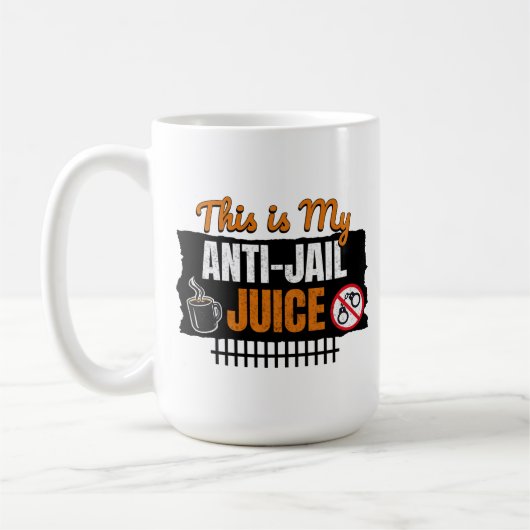 Anti-Jail Juice - Funny Coffee and Caffeine Humor コーヒーマグカップ (左)