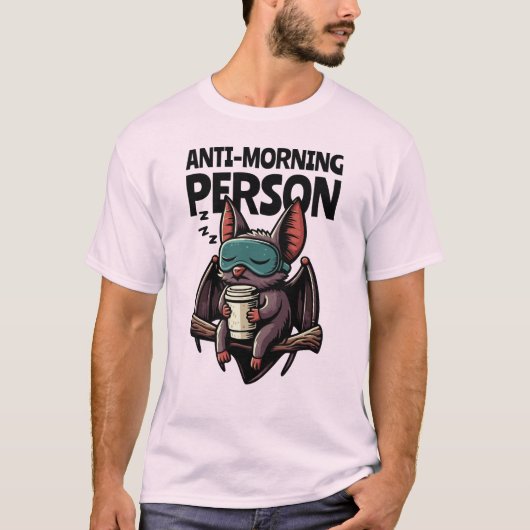 Anti-Morning Person – Bat with Sleep Mask Tシャツ (正面)