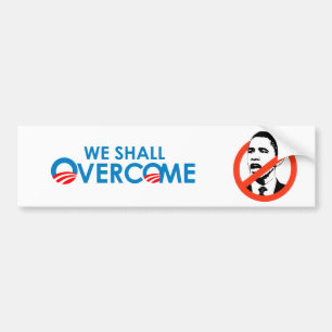 ANTI-OBAMA -私達は克服します バンパーステッカー