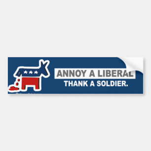 ANTI-OBAMA-自由主義者を悩まして下さい。 兵士を感謝していして下さい バンパーステッカー