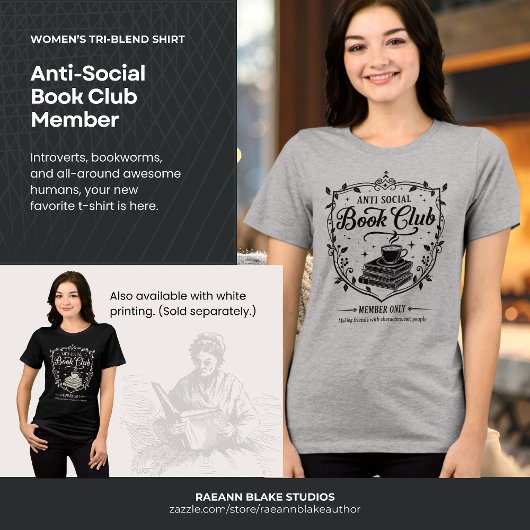 Anti-Social Book Club Member Women's (Black Print) トライブレンドTシャツ