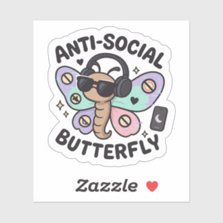 Anti-Social Butterfly Sticker – introvert design シール