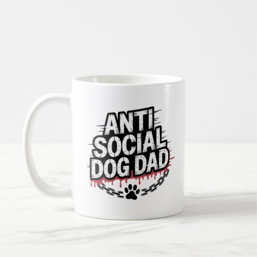 Anti Social Dog Dad – Funny Dog Lover  コーヒーマグカップ (左)