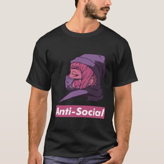 Anti Social Facemask Japanese Episode Noodles Tシャツ (正面)