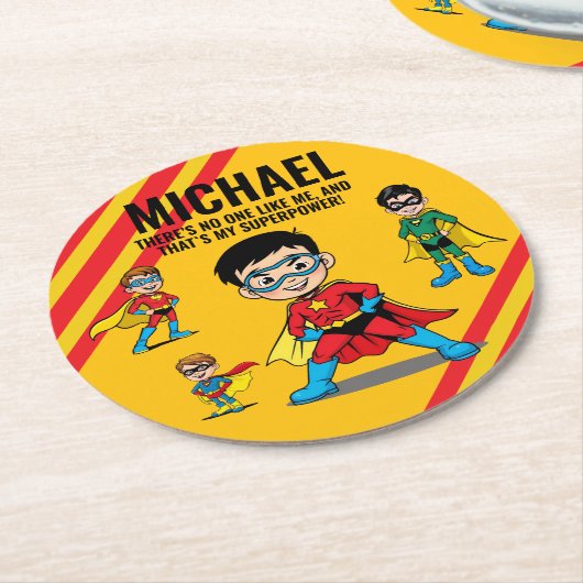 ANTI-STRESS KIDS HERO SUPERHERO POWER TEAM ラウンドペーパーコースター (アングル)