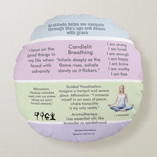 ANTI-STRESS RELAX CALM Meditation PEACE ラウンドクッション (正面)