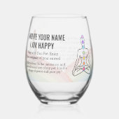 ANTI-STRESS RELAX CALM PEACE YOGA CHAKRAS ステムなしワイングラス (正面)