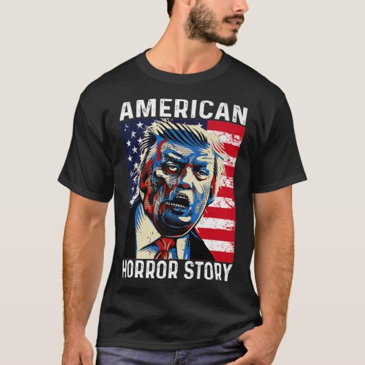 Anti Trump Horror American Story Zombie Trump Hall Tシャツ (正面)