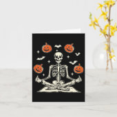 Anti Trump Skeleton Halloween Long Sleeve  カード (黄色い花)