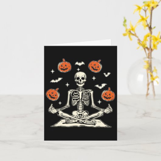 Anti Trump Skeleton Halloween Long Sleeve  カード (黄色い花)