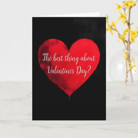 Anti-Valentine's Day Red Heart on Black カード (黄色い花)