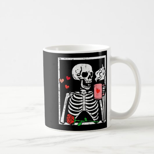 Anti Valentines Day Skeleton Coffee Funny Men Wome コーヒーマグカップ (右)