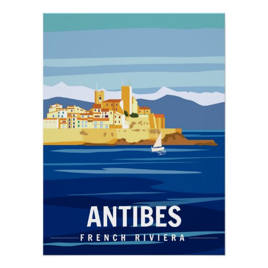 Antibes Fortress French Riviera Retro Poster ポスター (正面)