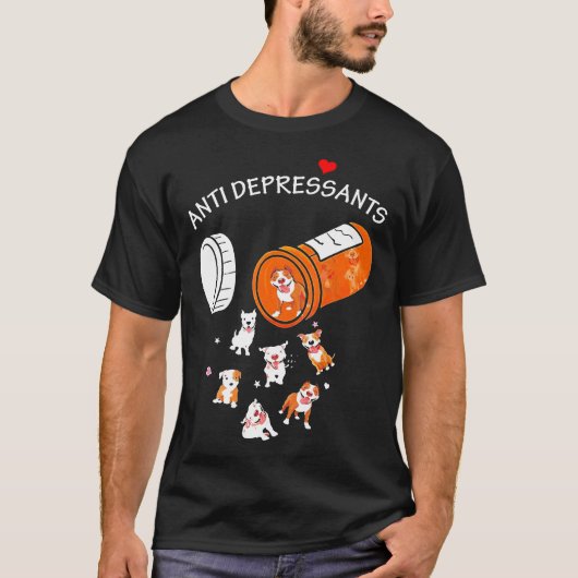 Antidepressant Pitbull Dog Funny Pibull Lover Gift Tシャツ (正面)